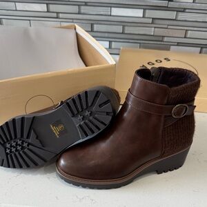 Soda Dark Brown Ankle Booties with Knit Accent